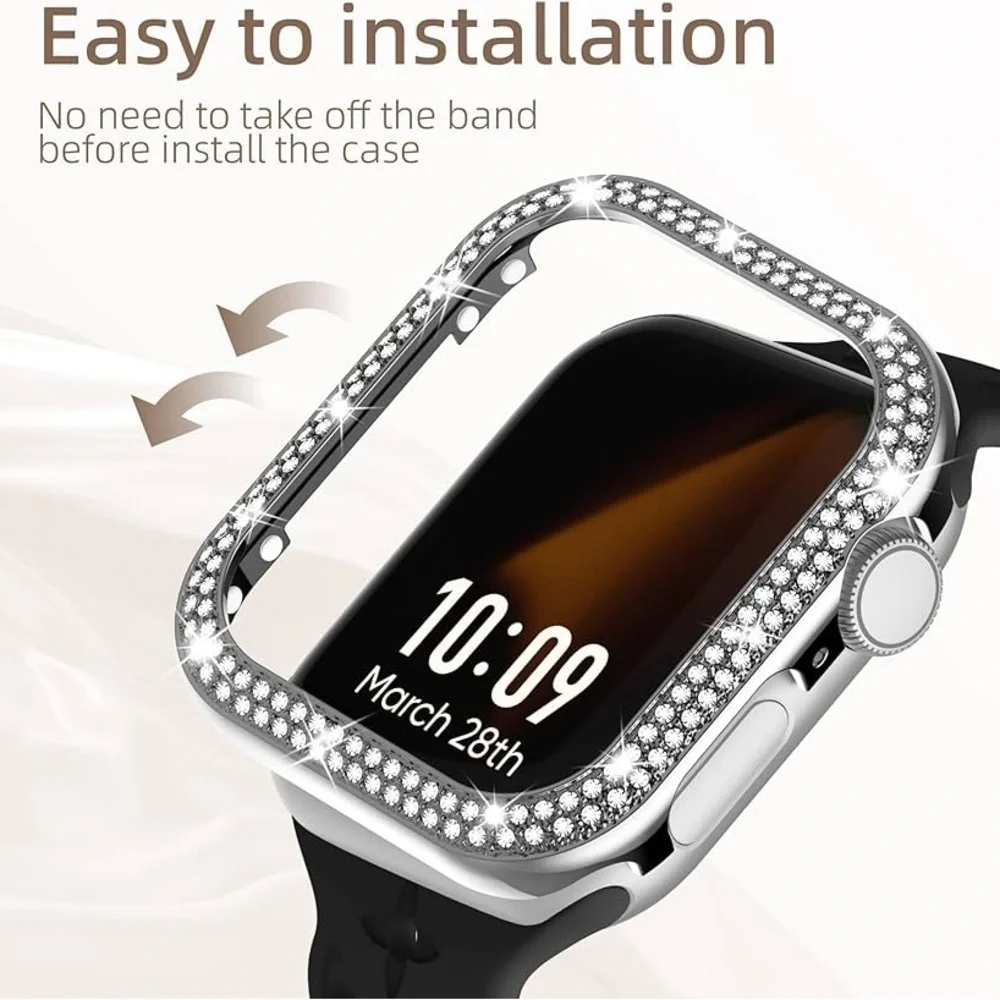Silver Smartwatch Case with Crystal Accents